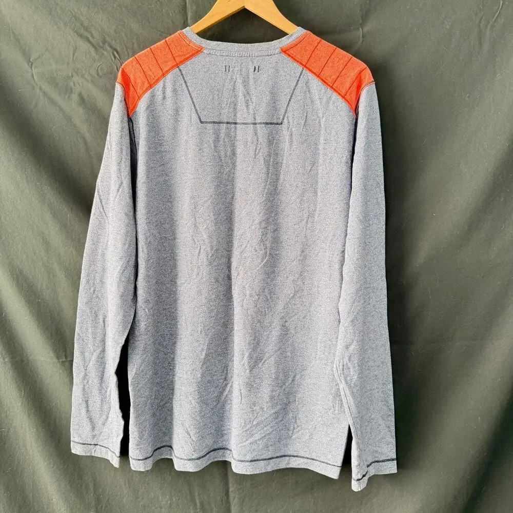 The North Face Men's XL Long Sleeve Shirt Blue Heathered Orange Shoulders